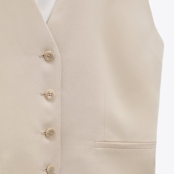 NWT Classic ZARA Light Tan Vest Waist Coat Woman’s Size S - Picture 7 of 7